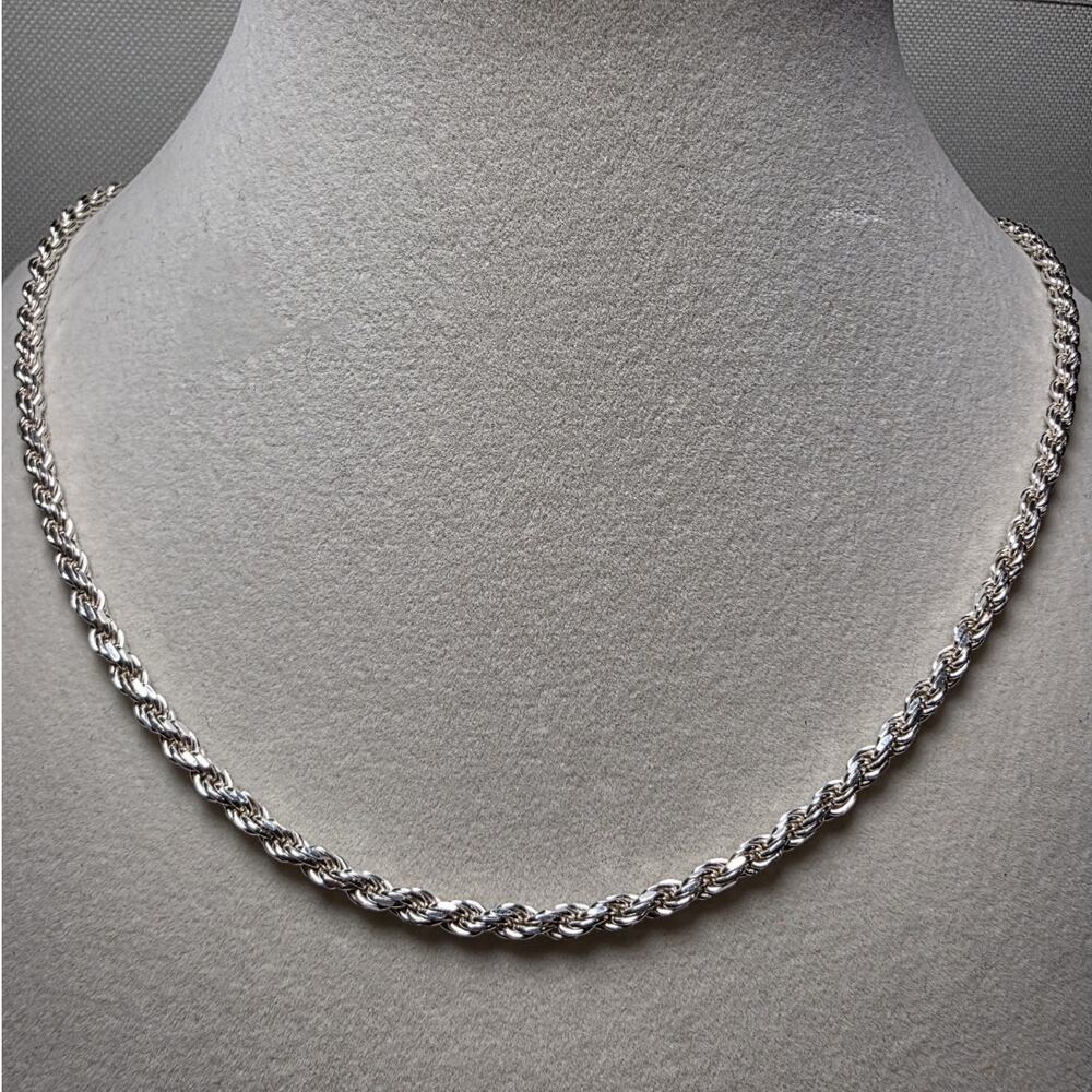 24" 3.5mm Italian Solid 925 Sterling Silver Rope Chain 22.4g
